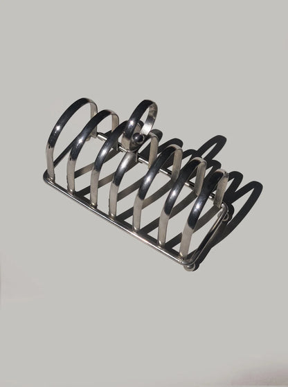 Vintage Toastständer mit Tablett, versilbert