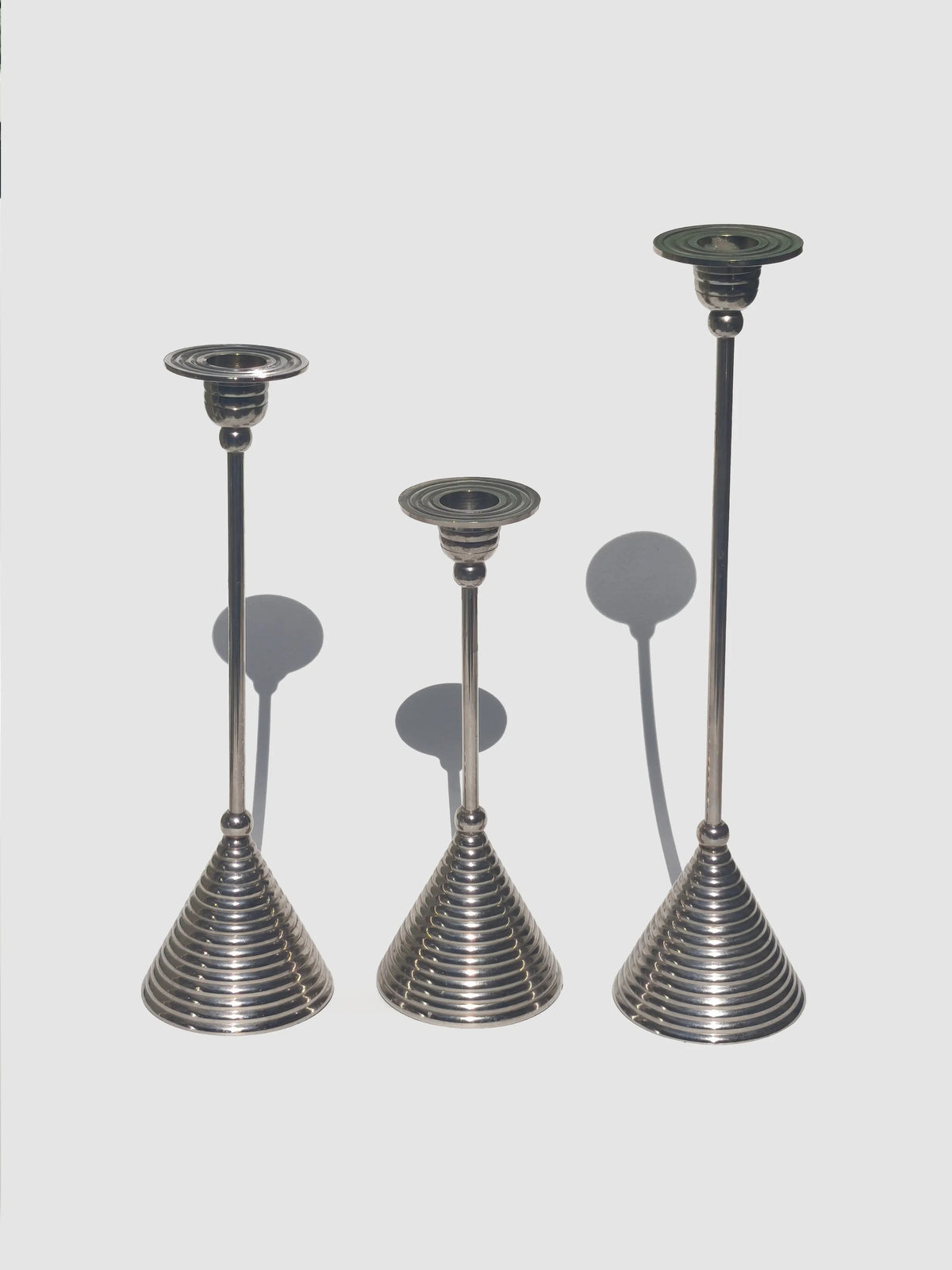 Vintage Totem-Kerzenhalter aus Metall in Silber mit Totem-Design