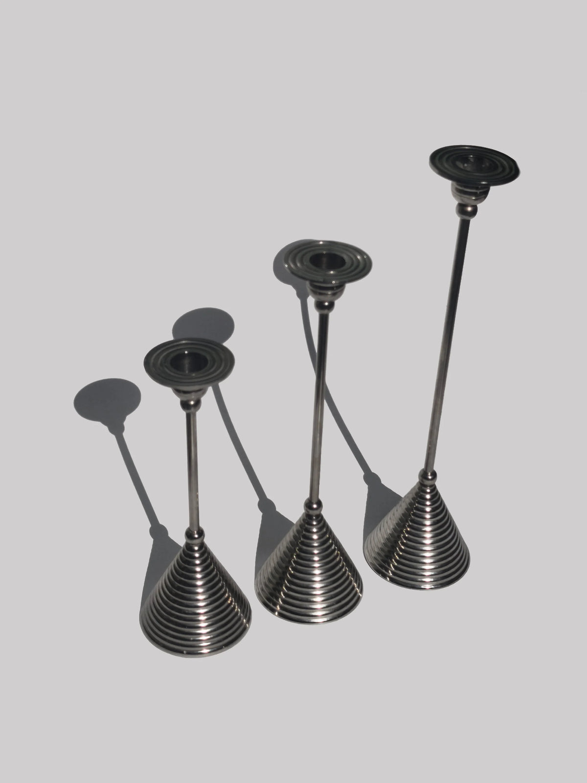 Vintage Totem-Kerzenhalter aus Metall in Silber mit Totem-Design