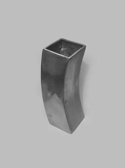 Vintage Vase Metall Silber, geschwungene Form