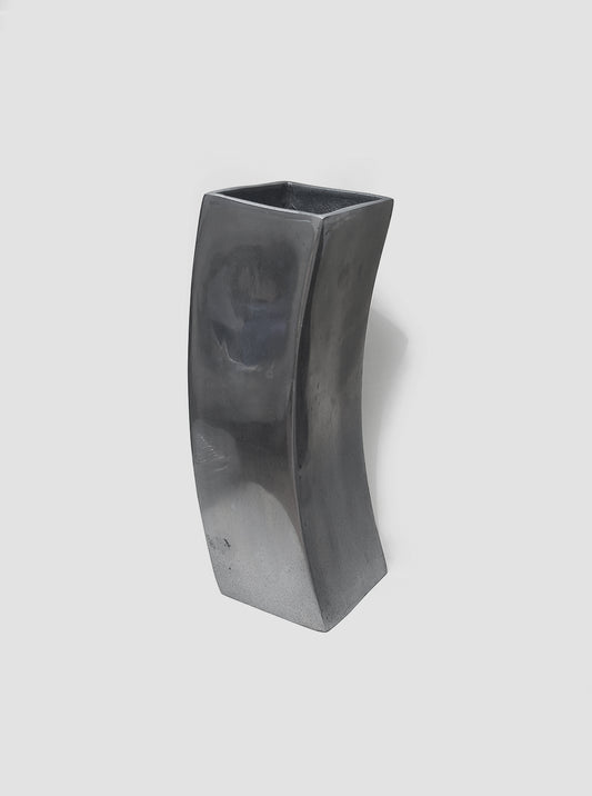 Vintage Vase Metall Silber, geschwungene Form