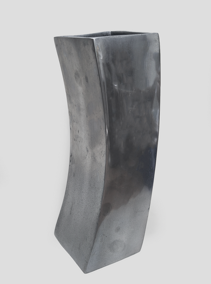 Vintage Vase Metall Silber, geschwungene Form