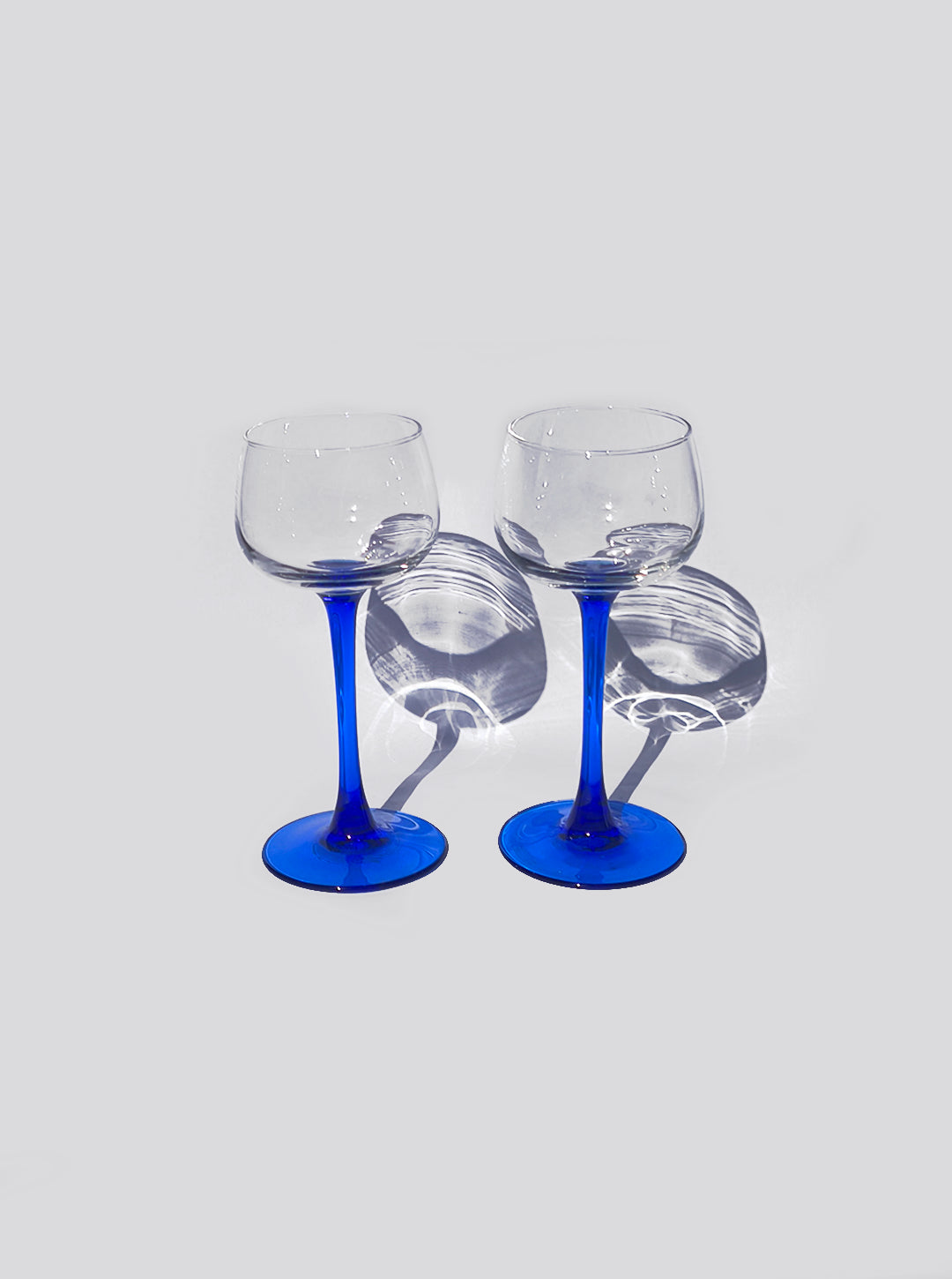 Set von 2 Vintage Weingläser Blau