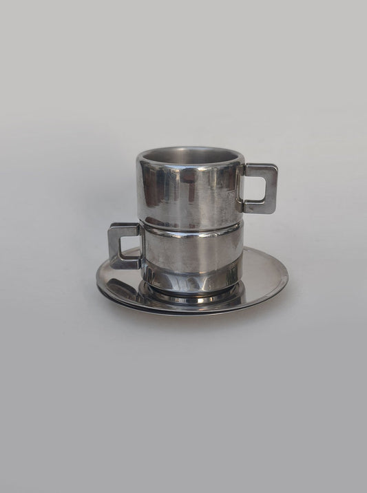 Set von 2 Vintage Espressotasse mit Untertasse
