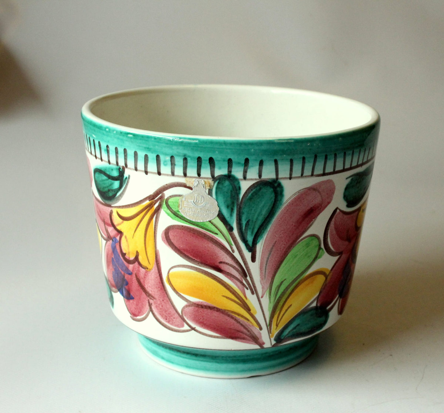 Vintage Blumentopf Weser Keramik Veckerhagen mit floralen Motiven