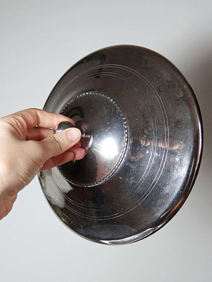 Vintage Servierplatte mit Deckel, versilbert, Marokko