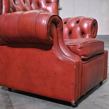 Vintage Sessel Chesterfield Leder mit Rollen