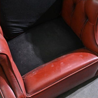 Vintage Sessel Chesterfield Leder mit Rollen