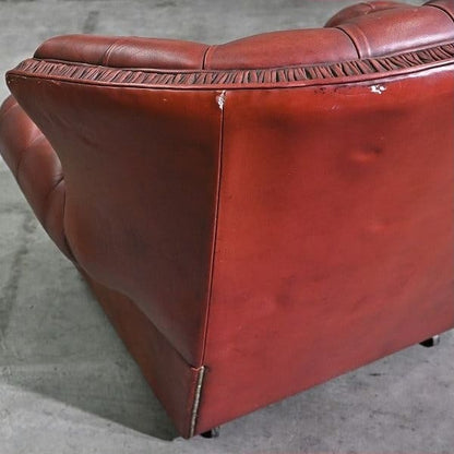 Vintage Sessel Chesterfield Leder mit Rollen