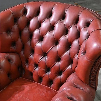 Vintage Sessel Chesterfield Leder mit Rollen