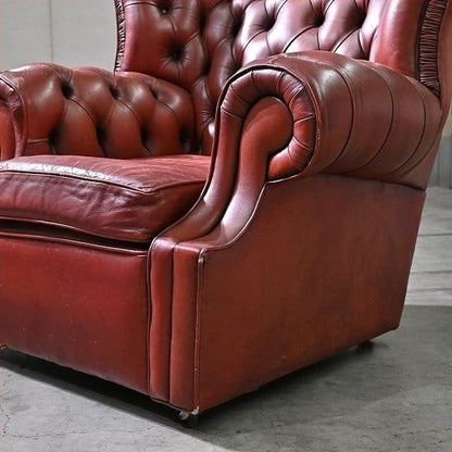 Vintage Sessel Chesterfield Leder mit Rollen