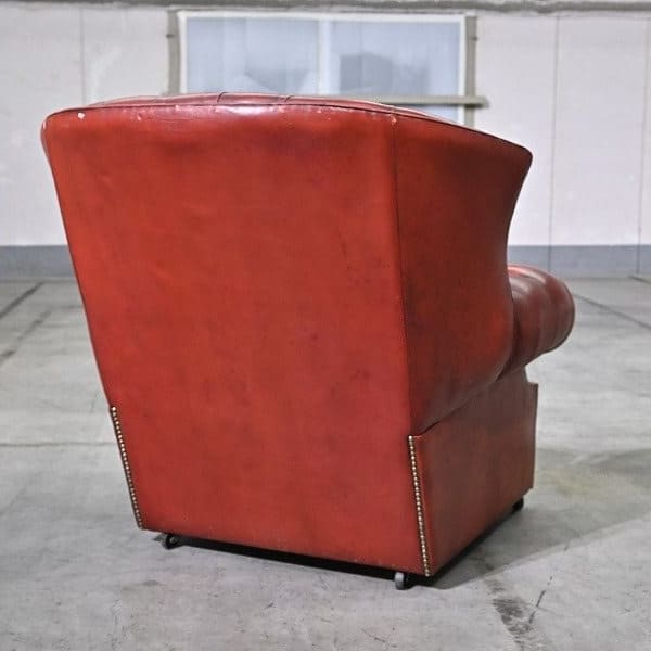 Vintage Sessel Chesterfield Leder mit Rollen