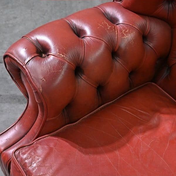 Vintage Sessel Chesterfield Leder mit Rollen