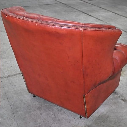 Vintage Sessel Chesterfield Leder mit Rollen
