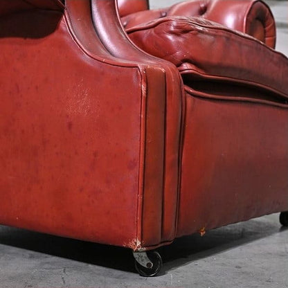 Vintage Sessel Chesterfield Leder mit Rollen