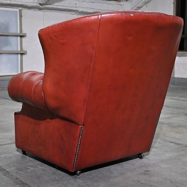 Vintage Sessel Chesterfield Leder mit Rollen