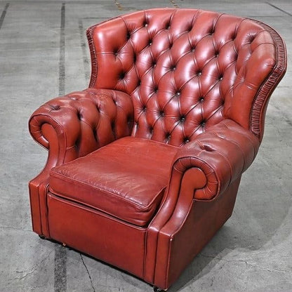 Vintage Sessel Chesterfield Leder mit Rollen