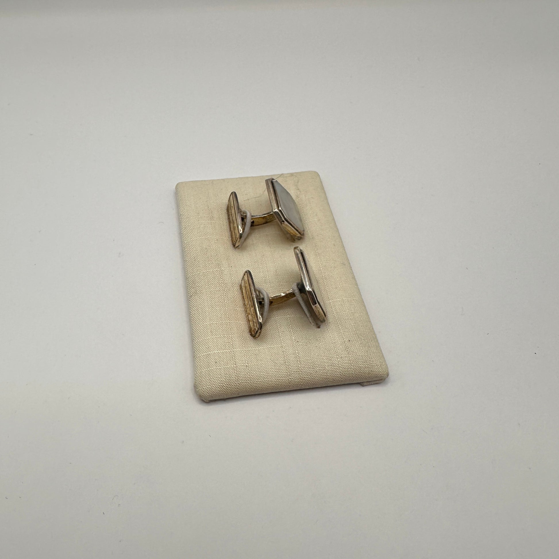 Vintage Manschettenknopf mit Perlmutt-Inlay aus 925er Silber