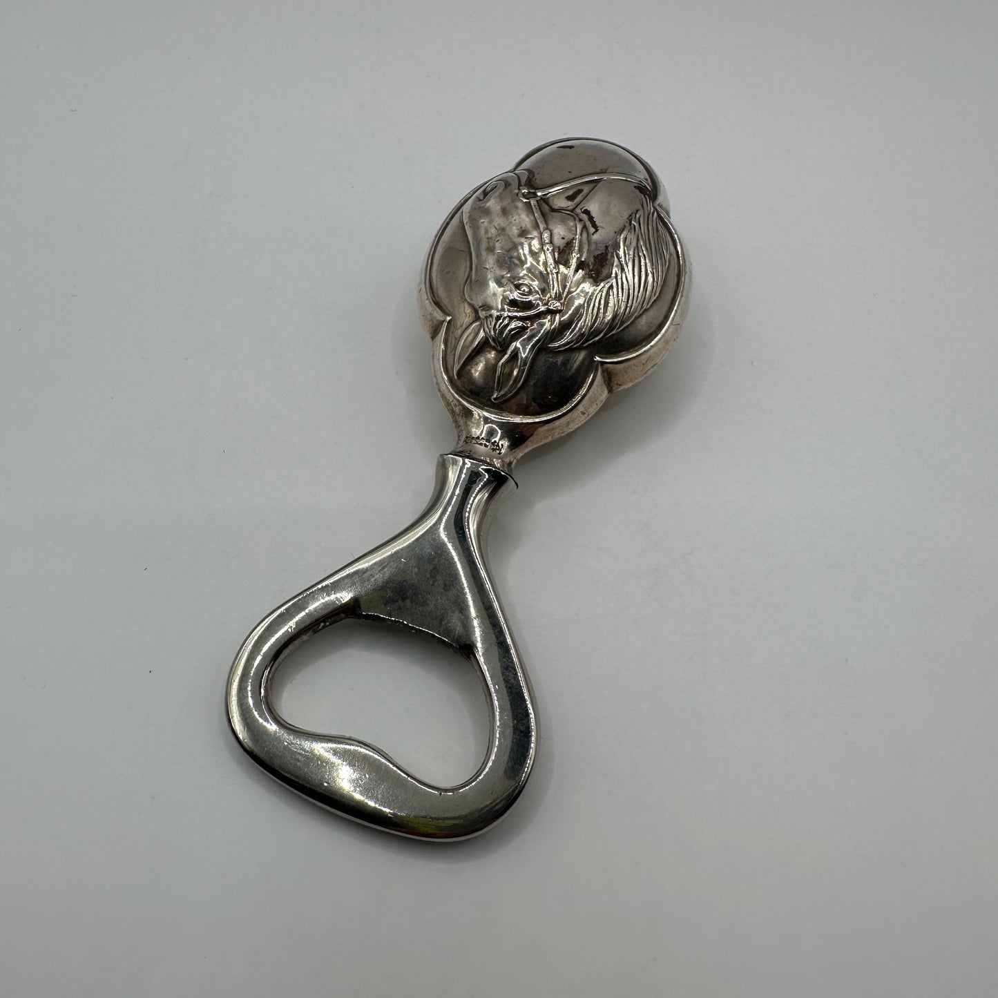 Vintage Flaschenöffner Pferdekopf 925er Silber massiv und detailliert