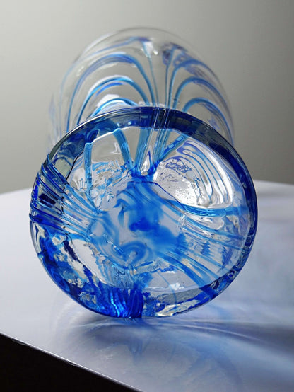 Vintage Vase aus Muranoglas blau-transparent, Italien 1960-70er