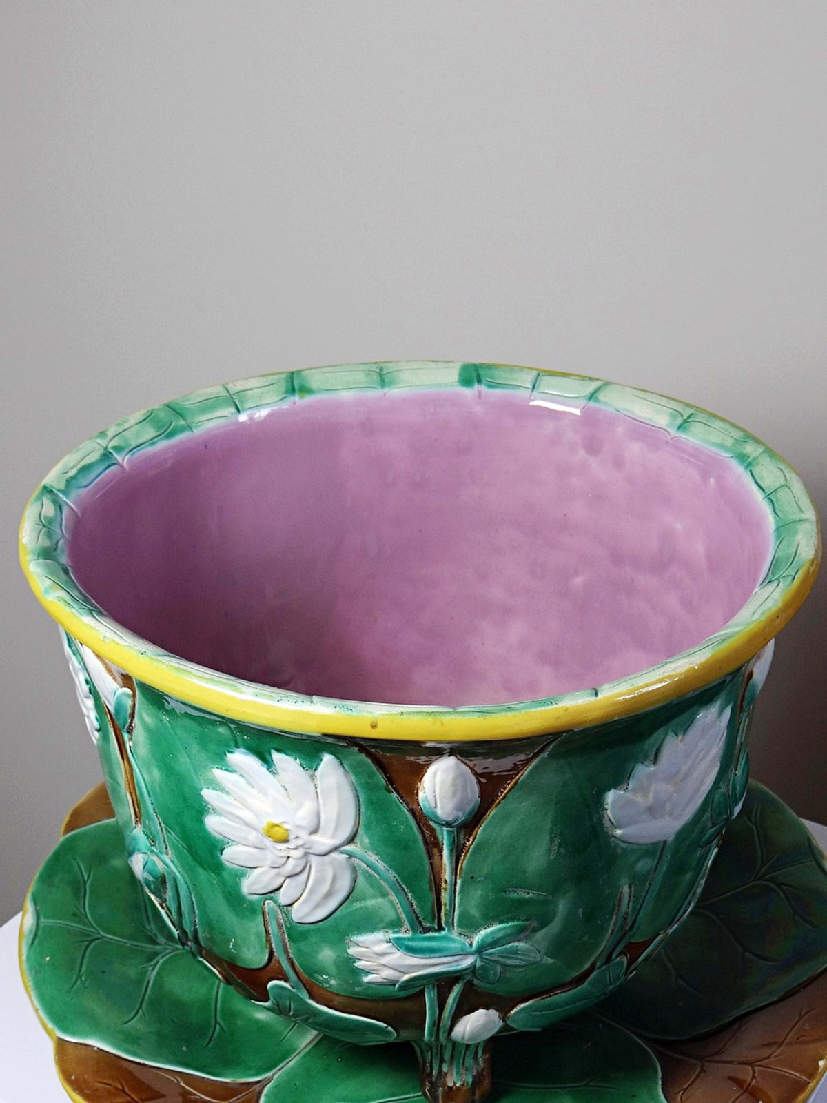 Vintage Jardinière Majolika J. Holdcroft zugeschrieben, England 1870-1880
