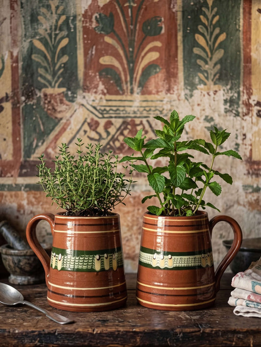 Set von 2 Vintage Keramikkrüge Troyan, Bulgarien