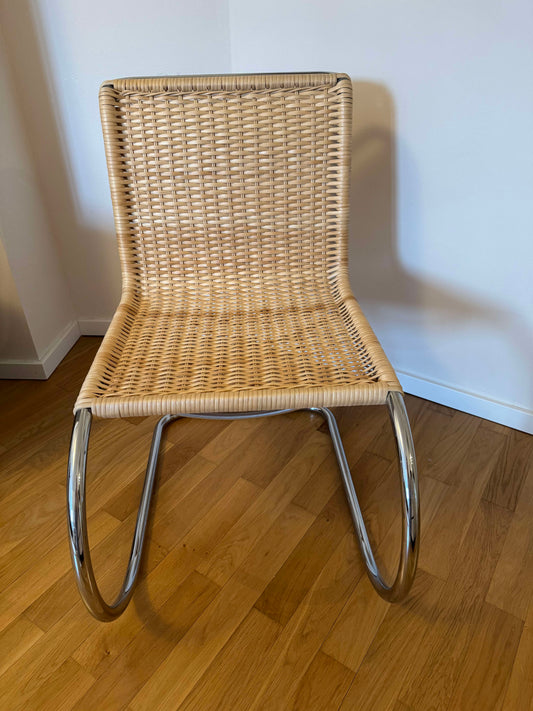 Vintage Freischwinger S 533 R von Mies van der Rohe für Thonet mit Korbgeflecht