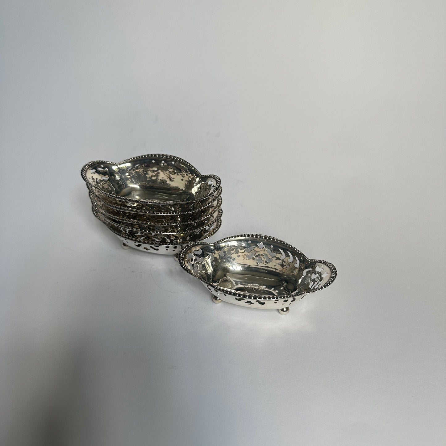 Vintage Schälchen Sterling Silber durchbrochen von Tiffany+Co Set von 6