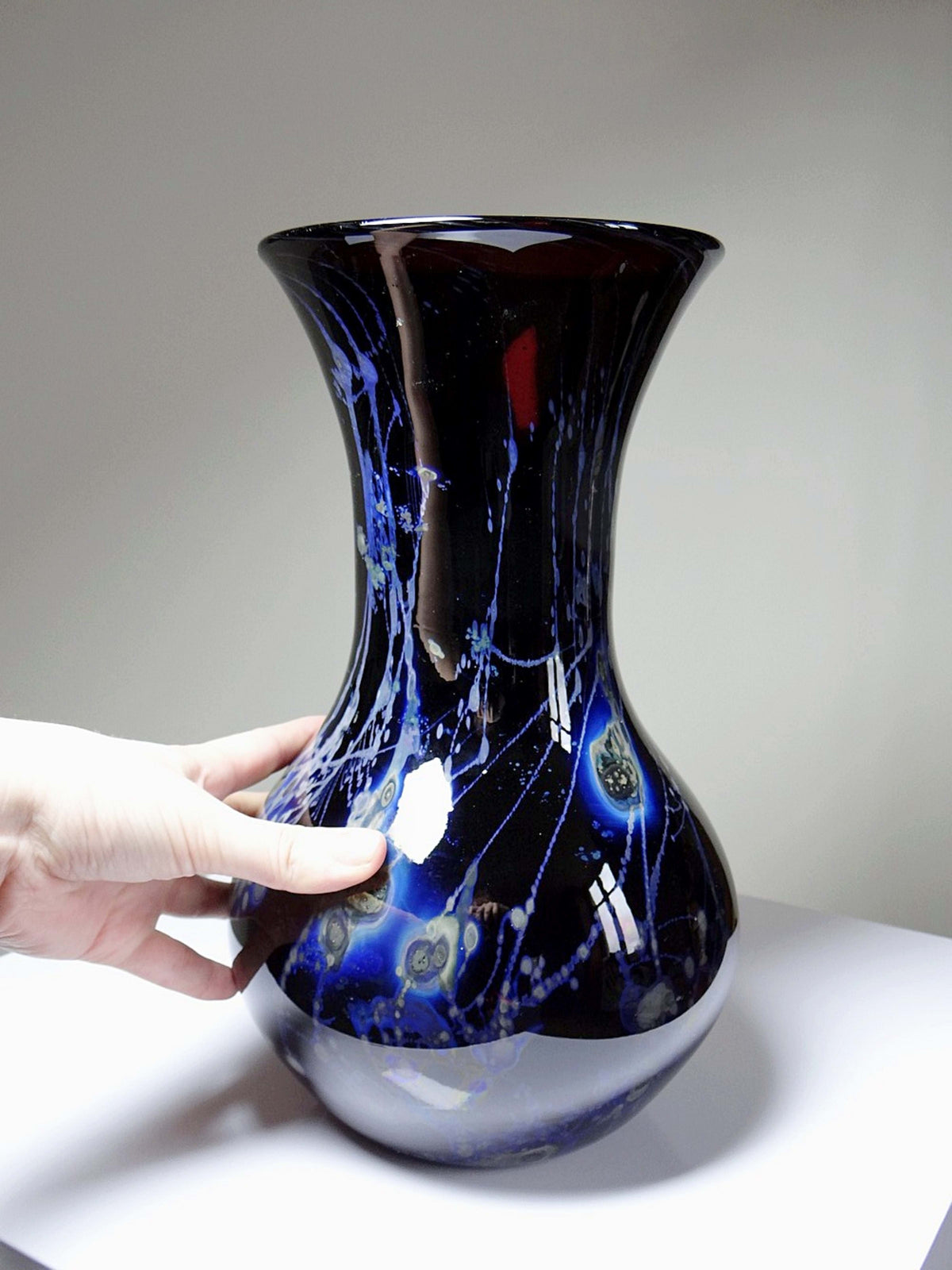 Vintage Kunstglasvase Violett mit Silberinclusionen von Studio Glass für Frankreich