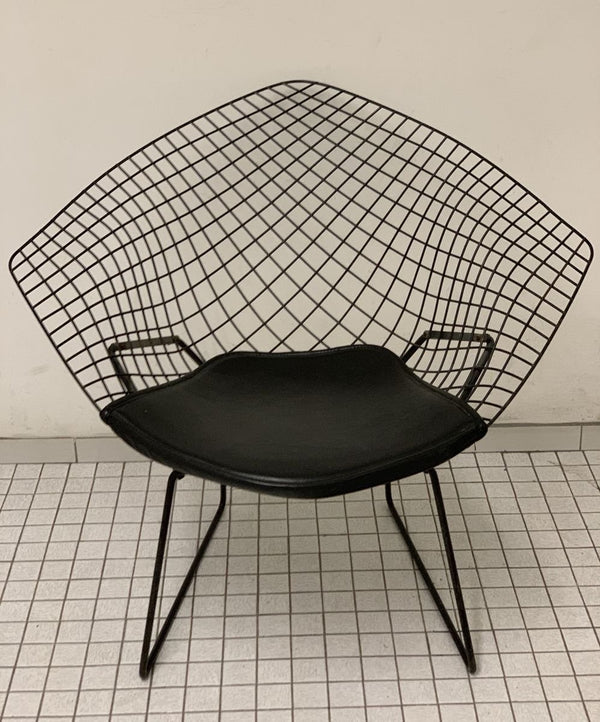 Stuhl "Diamond 421" mit Lederpolsterung von Harry Bertoia für Knoll