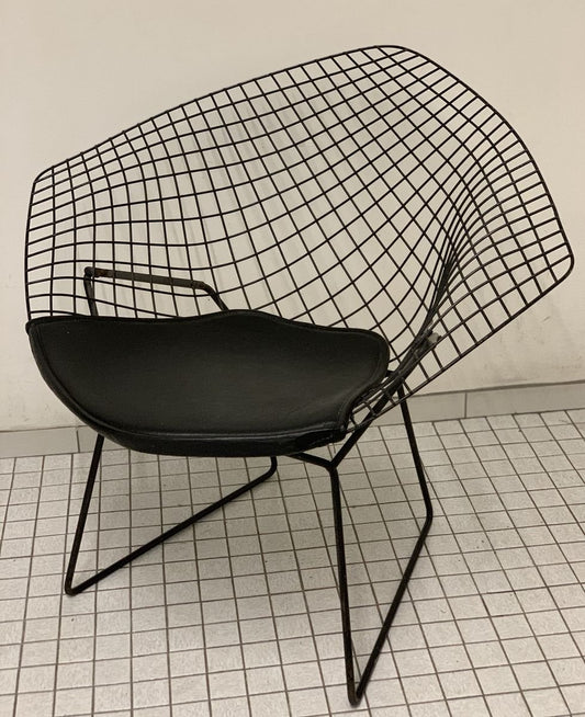 Stuhl "Diamond 421" mit Lederpolsterung von Harry Bertoia für Knoll