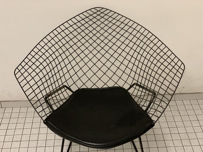 Stuhl "Diamond 421" mit Lederpolsterung von Harry Bertoia für Knoll