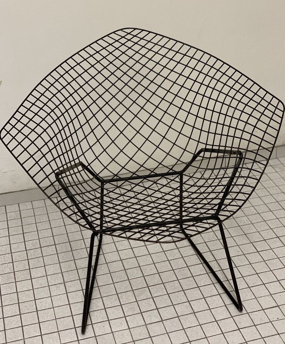 Stuhl "Diamond 421" mit Lederpolsterung von Harry Bertoia für Knoll