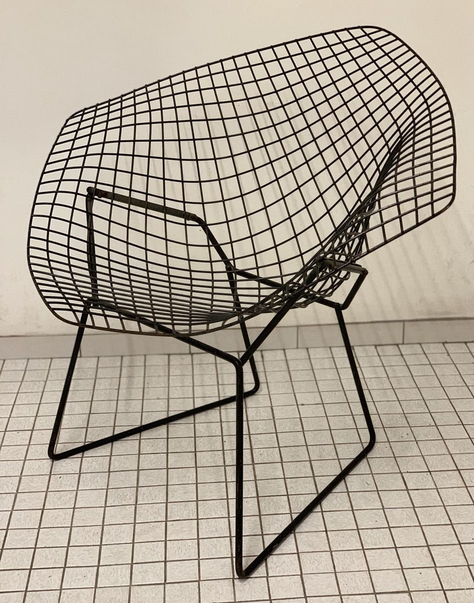 Stuhl "Diamond 421" mit Lederpolsterung von Harry Bertoia für Knoll