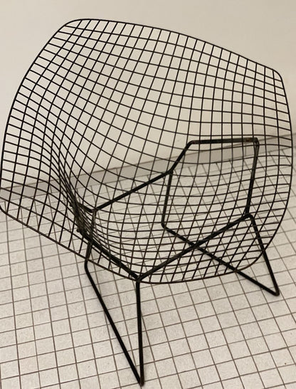 Stuhl "Diamond 421" mit Lederpolsterung von Harry Bertoia für Knoll