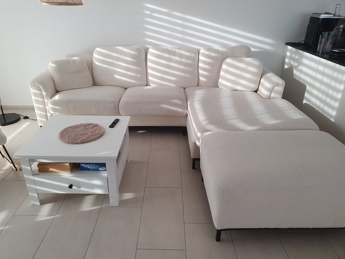 Ecksofa weiß mit Recamiere Pre-Loved
