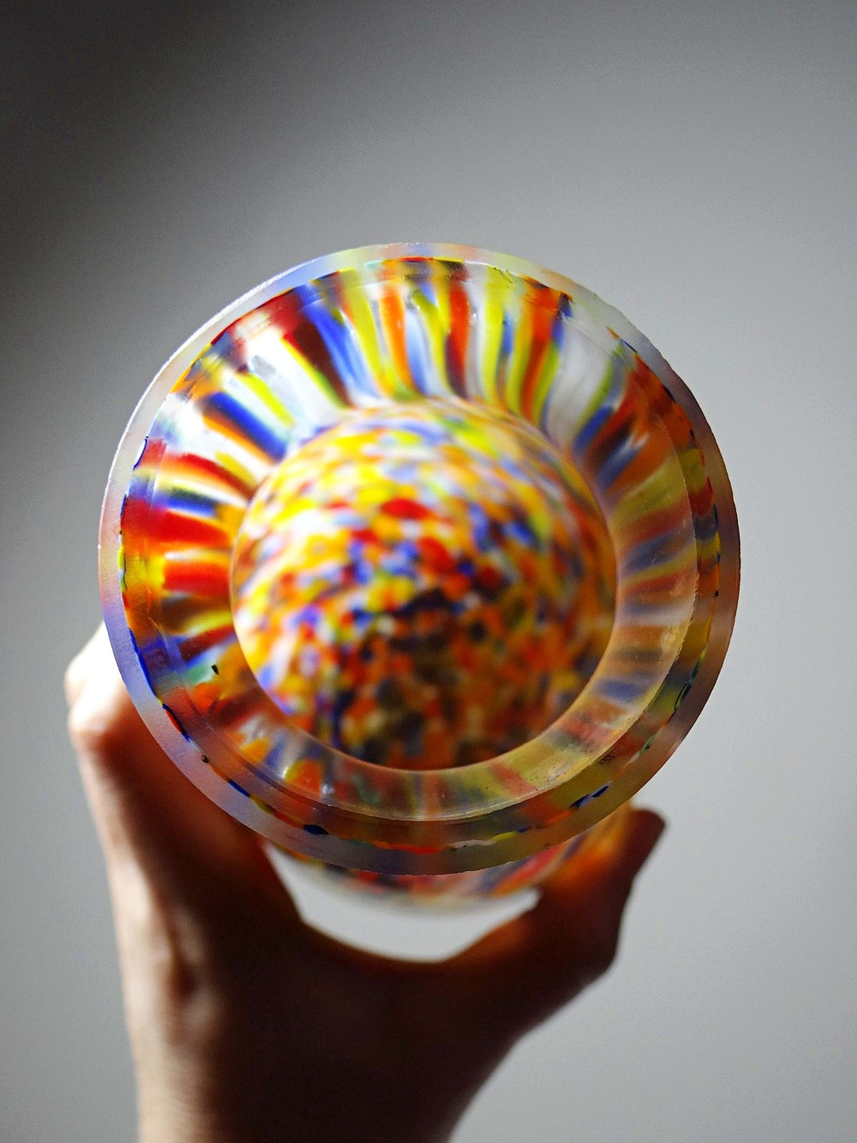 Vintage Vase Art Déco von Clichy-Legras, jaspiertes Glas