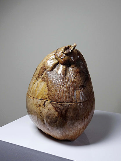 Vintage Dose Kokosnuss, afrikanisches Kunsthandwerk