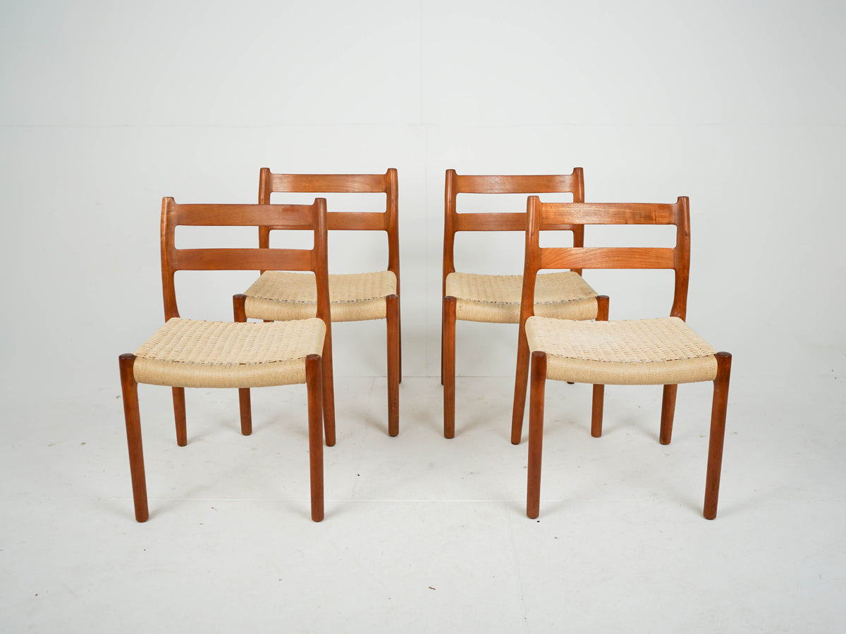 Set von 4 Vintage Teak Stuhl "Modell 84" von Niels Otto Møller für JL Møller Møbelfabrik