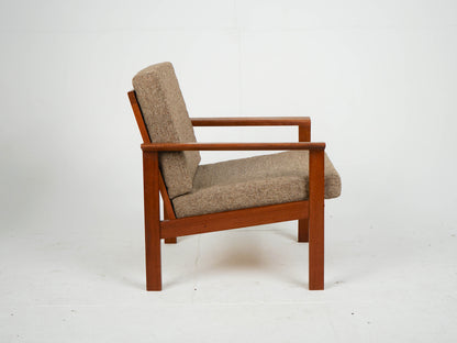 Vintage Teak Sessel mit Wollstoff