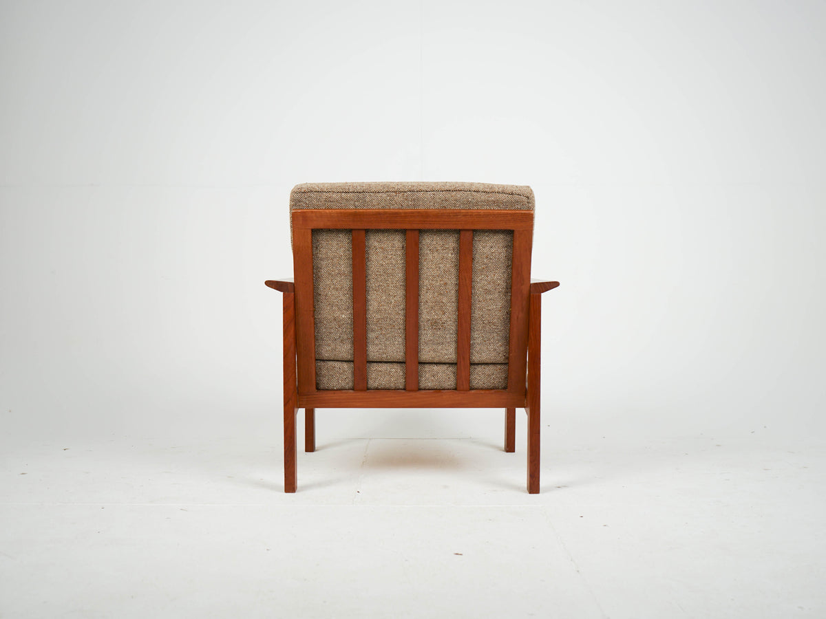 Vintage Teak Sessel mit Wollstoff