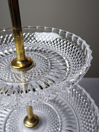 Vintage Etagere aus Kristallglas und vergoldetem Metall, Hollywood Regency