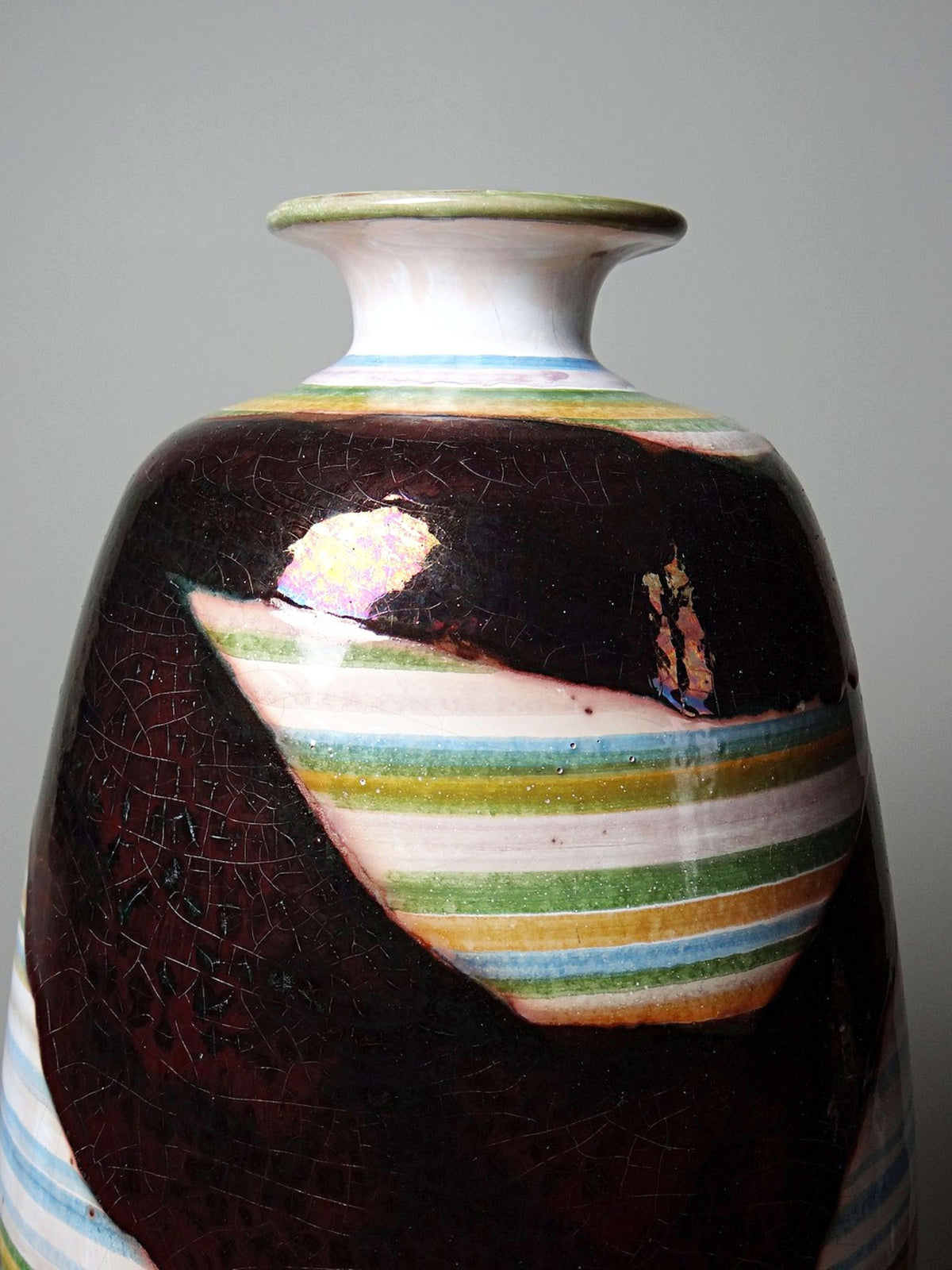 Vintage Keramikvase mit irisierender Glasur, Spanien