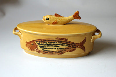 Pot à harengs matjes vintage en grès ocre-jaune de Staffel/Limburg