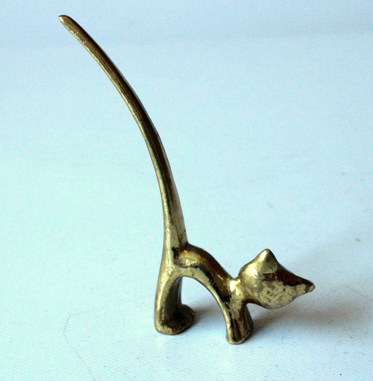 Vintage Messing Katzenfigur, Ringhalter und Briefbeschwerer