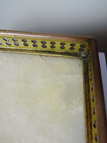 Vintage Tablett aus Holz, vergoldetem Metall und Onyx, Art Nouveau um 1900