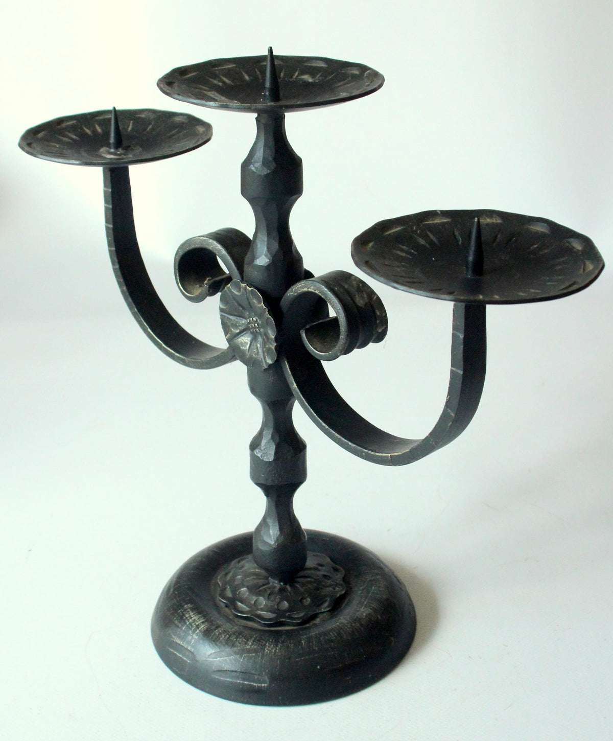 Vintage Kerzenleuchter 3-armig Schmiedeeisen von Heibi