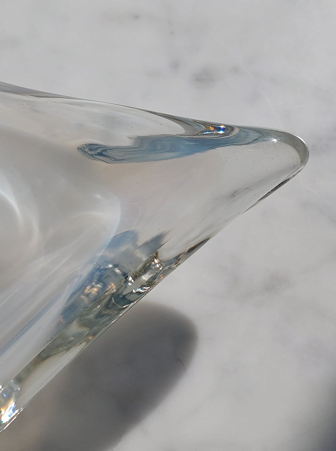 Aschenbecher Murano-Dreieck von Murano Glas Deckweiß transparent