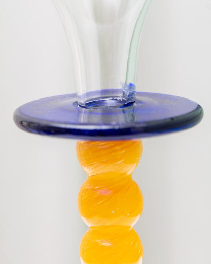 Bougeoir vintage en verre de Murano design postmoderne Memphis Milano années 1980