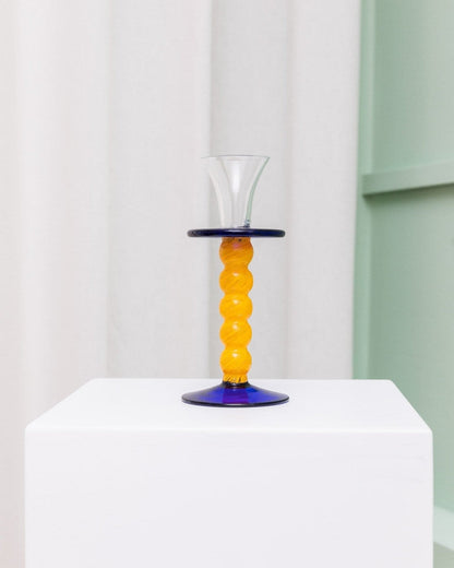 Bougeoir vintage en verre de Murano design postmoderne Memphis Milano années 1980